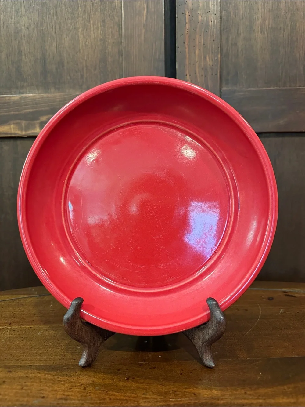 Red serving dish • heavyweight • serveware • ceramic • pottery